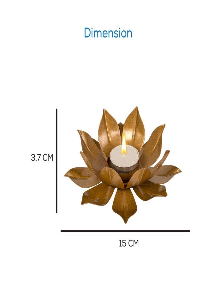 حامل شموع على شكل زهرة اللوتس من كاميري بازار مع شمعة صغيرة لتزيين ديوالي (عبوة من قطعتين) حامل شموع، حامل شموع، حامل شموع على شكل زهرة اللوتس، زينة، هدية - Image 4